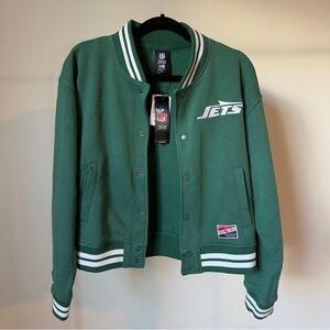 Women’s New York Jets New Era Kelly Green Throwback Fleece Full-Snap Jacket